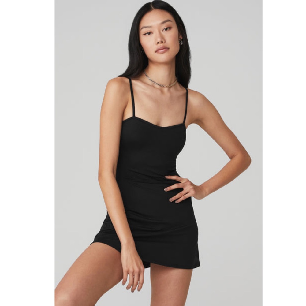 ALO Yoga Alosoft Courtside Tennis Dress - Black - size S